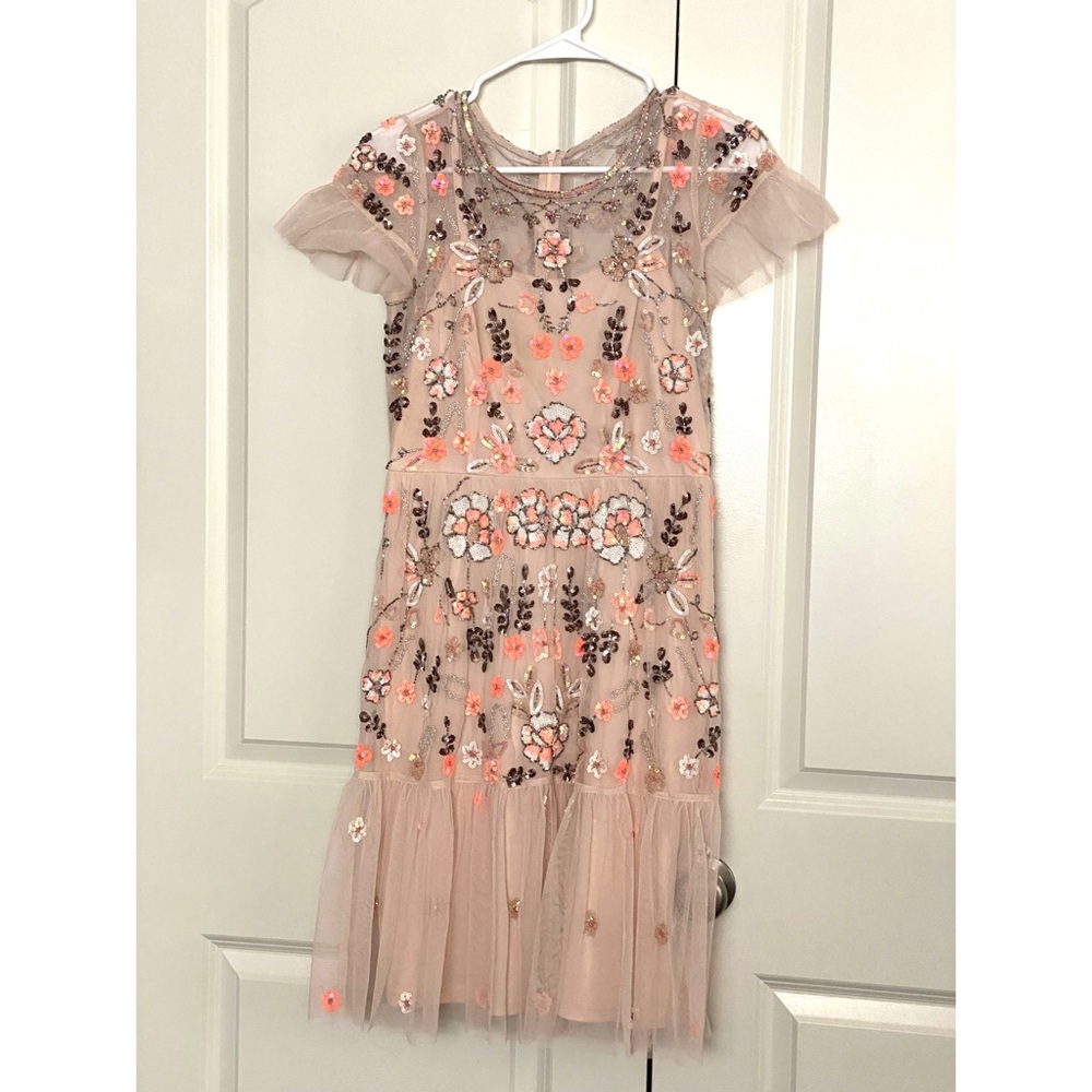 Gianni Bini Sequin and Beaded shear peach Dress Prom Cocktail Formal Festival